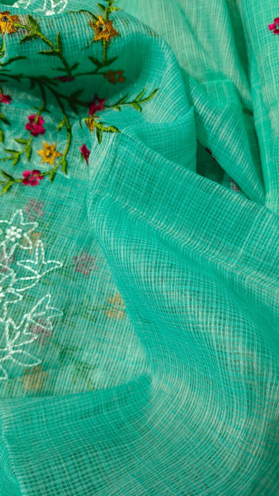 Pure Cotton Kota Doriya Embroidery Unstitched Suit With Dupatta