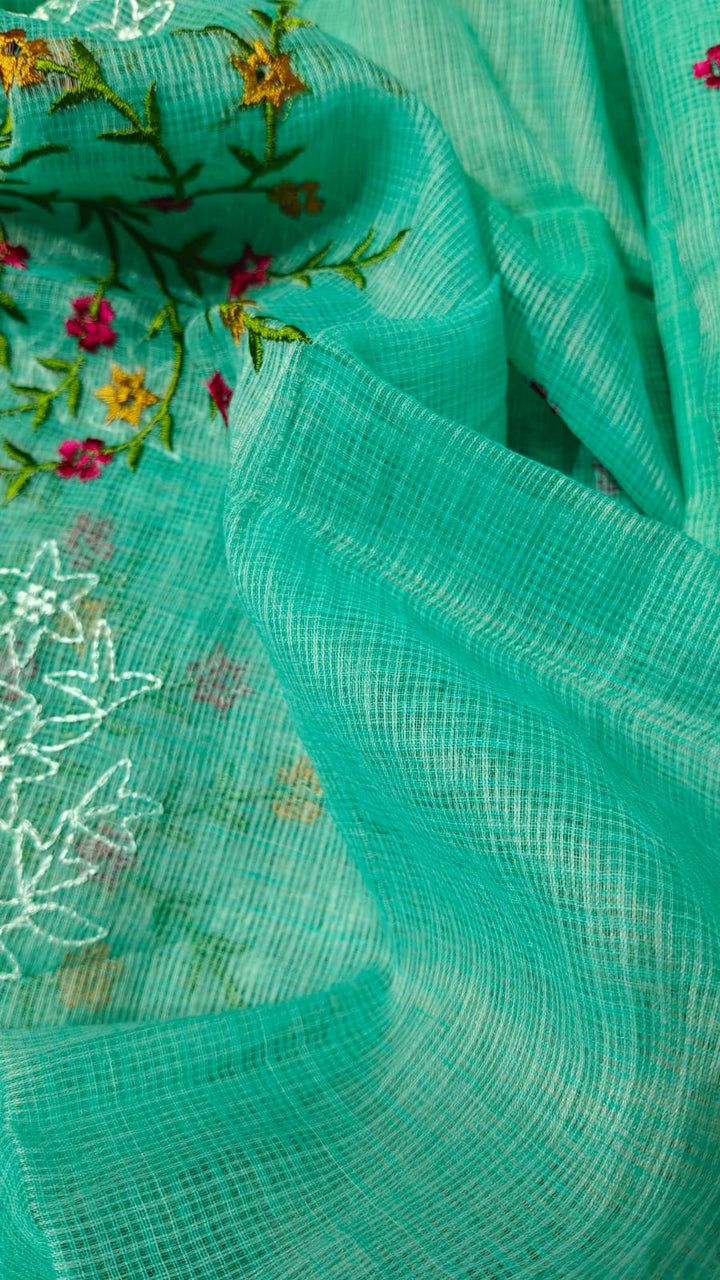 Pure Cotton Kota Doriya Embroidery Unstitched Suit With Dupatta