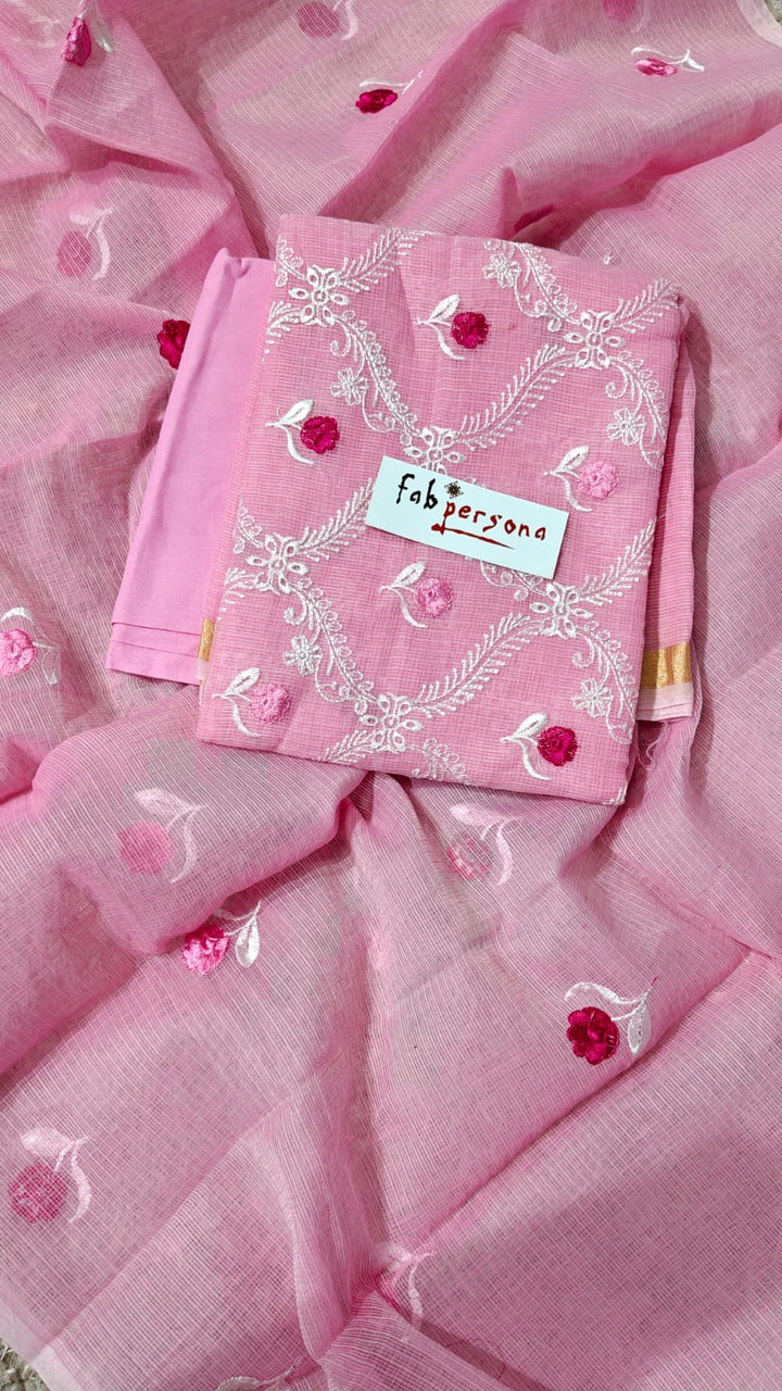 Pure Kota Doriya Embroidered Unstitched Suit With Dupatta