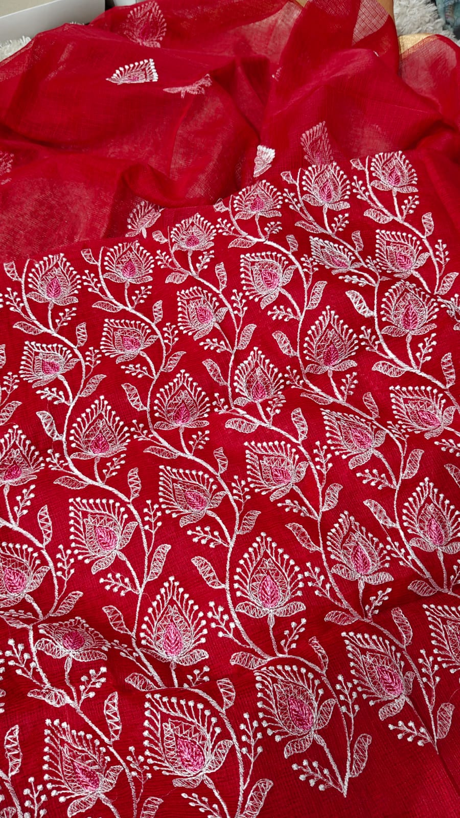 Pure Kota Doriya Embroidered Unstitched Suit With Dupatta