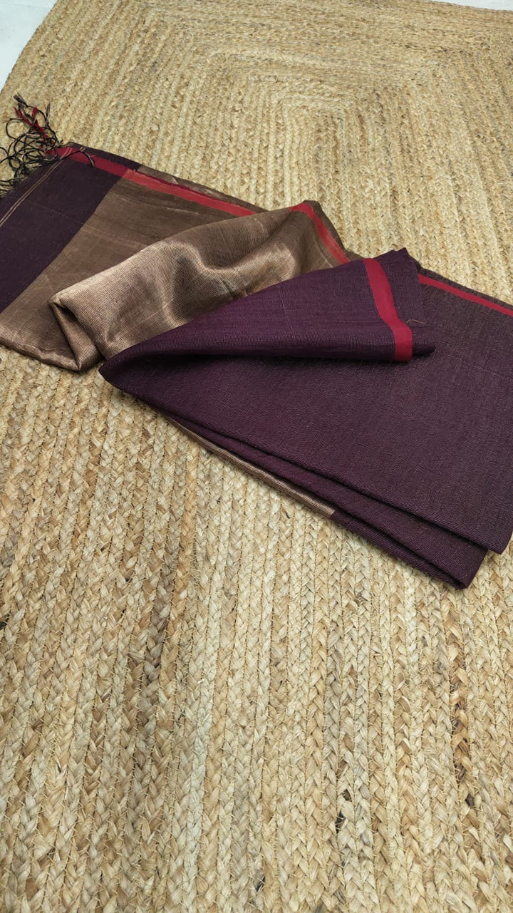 Pure Linen Tissue Jamdani  Saree With Blouse.