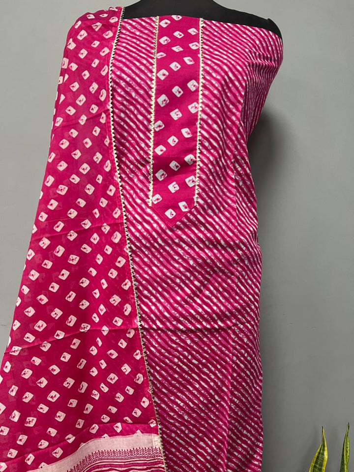 Pure Cotton Hand Block Gotta patti Work unstitched suit