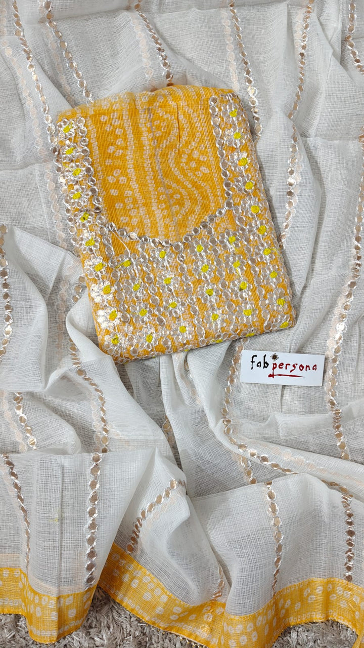 Kota Doriya Gotta Patti Work Unstitched Suit.