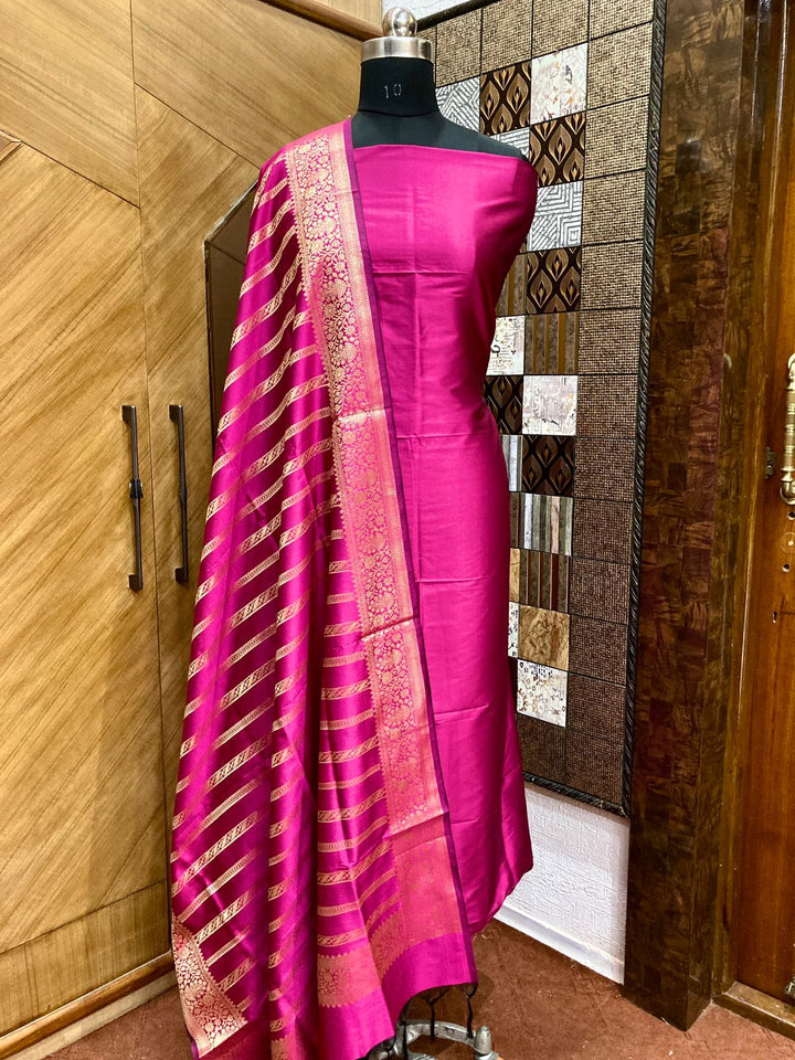 Exclusive Banarasi Soft Silk 3 pc Unstitched Suit .