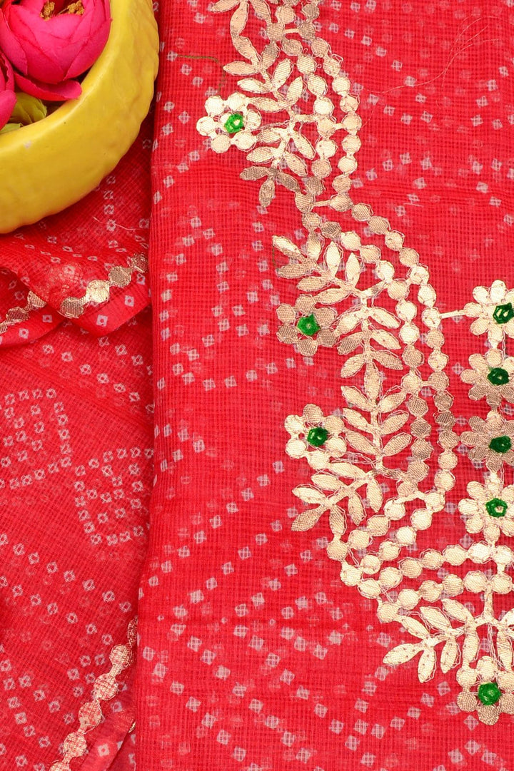 Kota Doriya Bandej Gotta Patti Work Unstitched Suit .