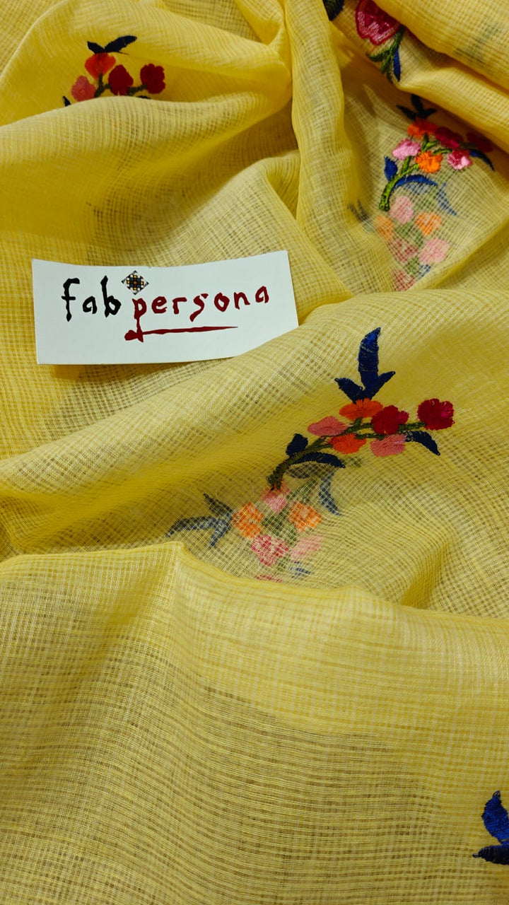 Pure Kota Doriya Embroidery Work Unstitched Suits With Kota Doriya Dupatta