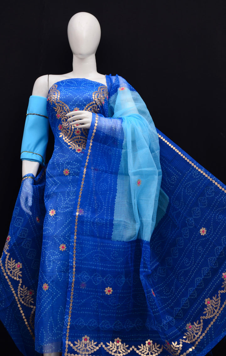 Kota Doriya Bandej Gotta Patti Work Unstitched Suit .