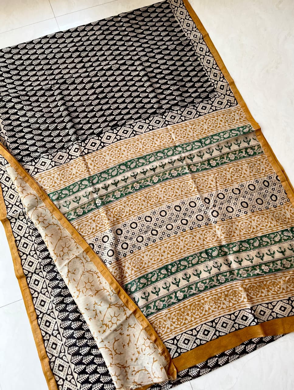 Hand Block Print Pure Chanderi Saree With Blouse