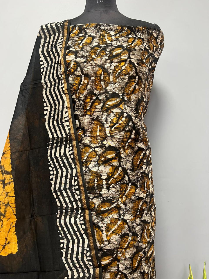 Pure Hand Block Chanderi Silk Unstitchd Suit