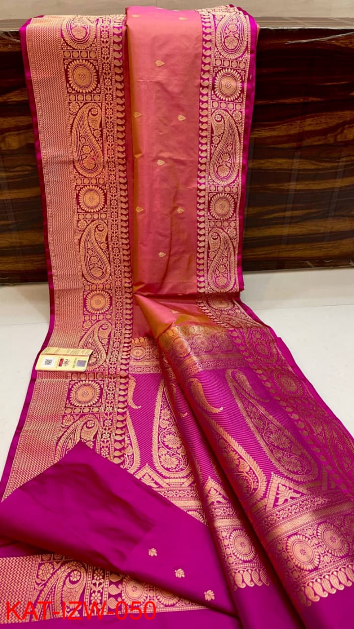 Pure Banarasi Katan Silk Saree With Antique Zari Work .
