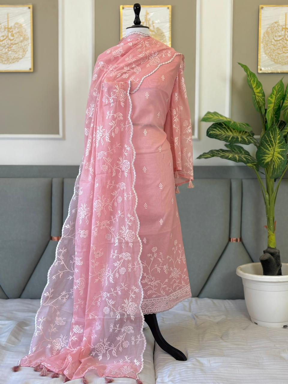 Pure Banarasi Mul Cotton Silk Embroidery Unstitched suit