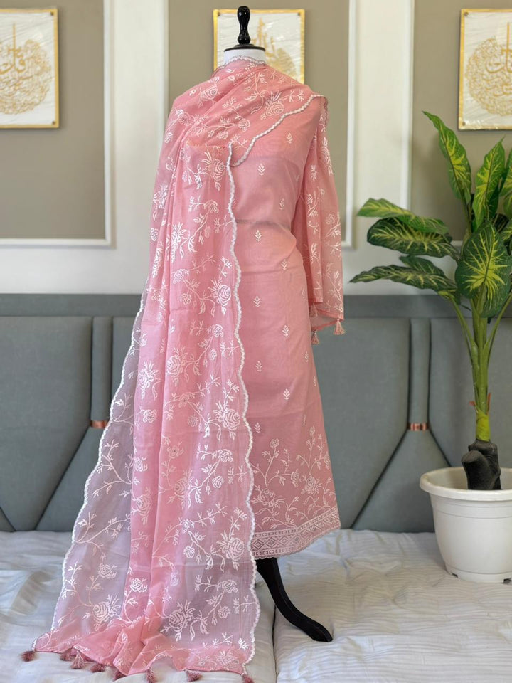 Pure Banarasi Mul Cotton Silk Embroidery Unstitched suit