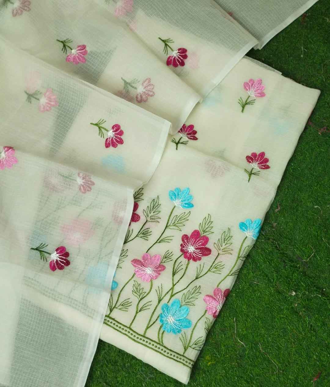 Exclusive Pure Kota Cotton Unstitched Suit With Embroidery Work