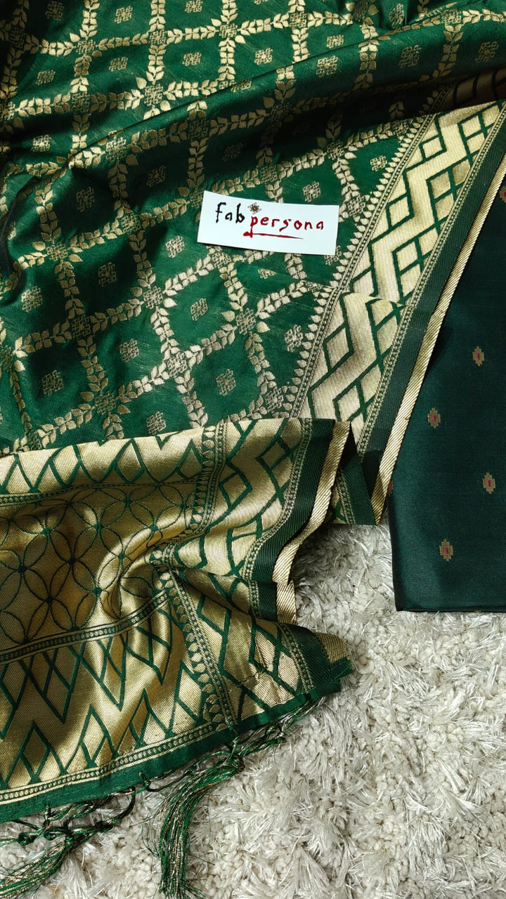 Banarasi Soft Silk Zari work Unstitched Suit.