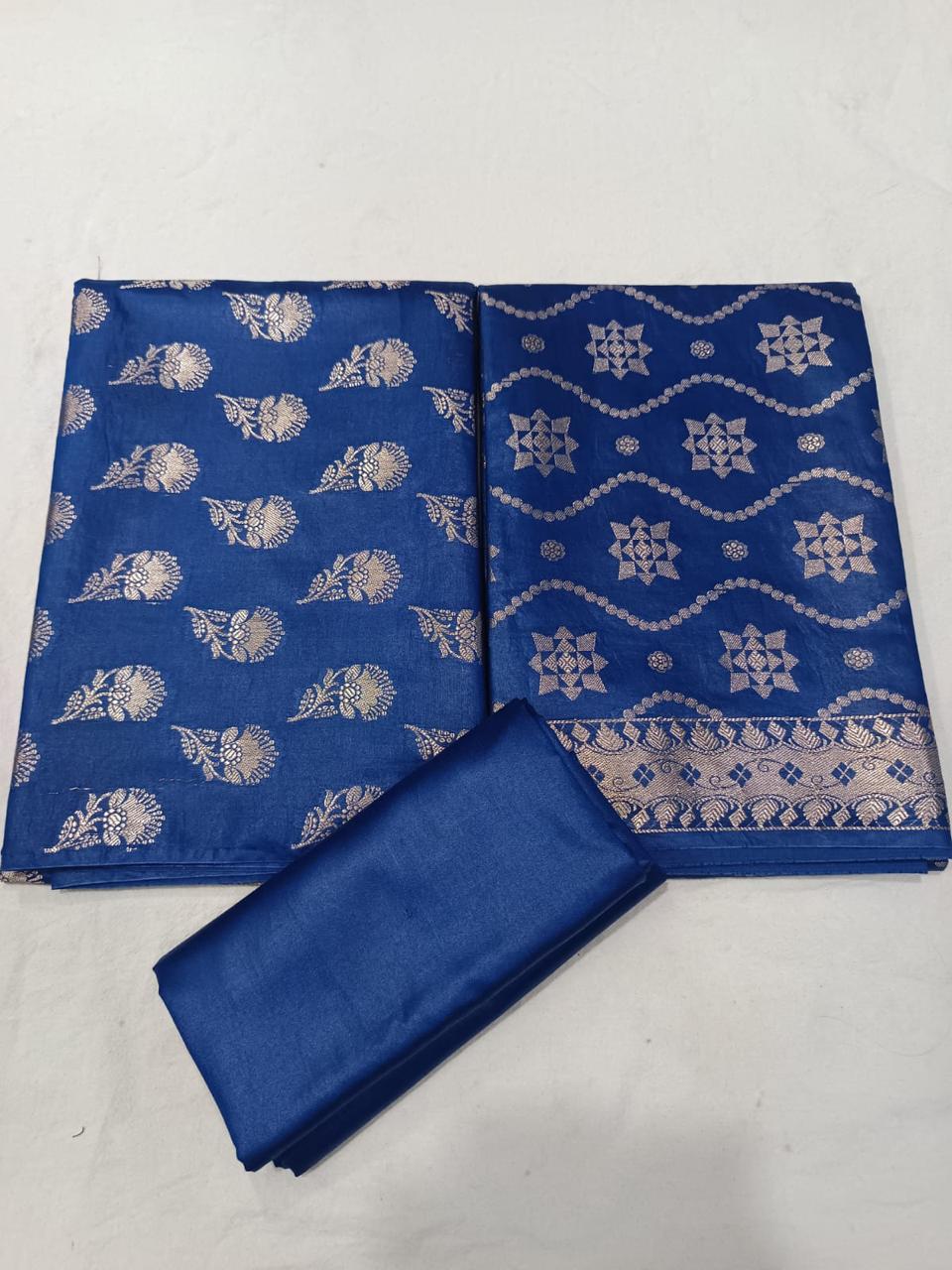 Banarasi  Resham Silk Cotton Zari  Work Unstitched Suit