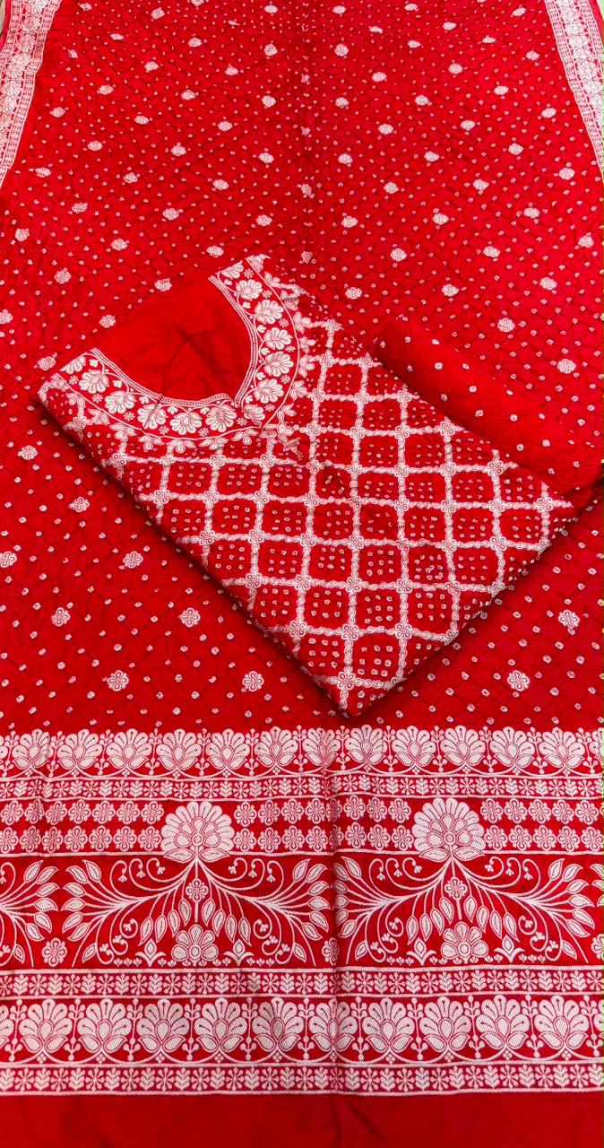 Premium 3 pc Dupion Silk Zari Work Unstitched Suit
