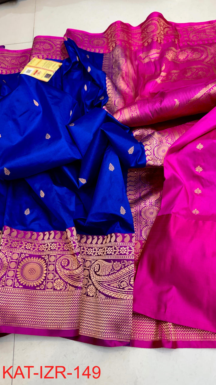 Pure Katan silk Saree with Antique Zari Work Saree.