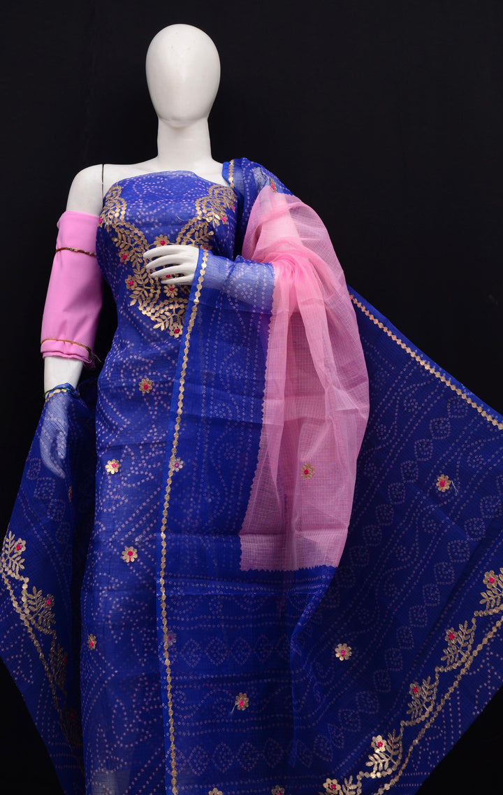 Kota Doriya Bandej Gotta Patti Work Unstitched Suit