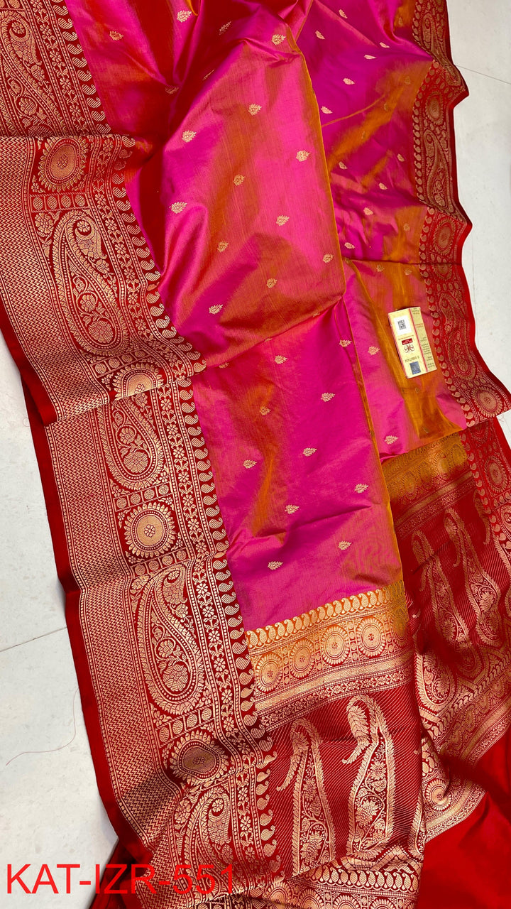 Pure Katan Silk Saree With Antique Zari Work Saree.