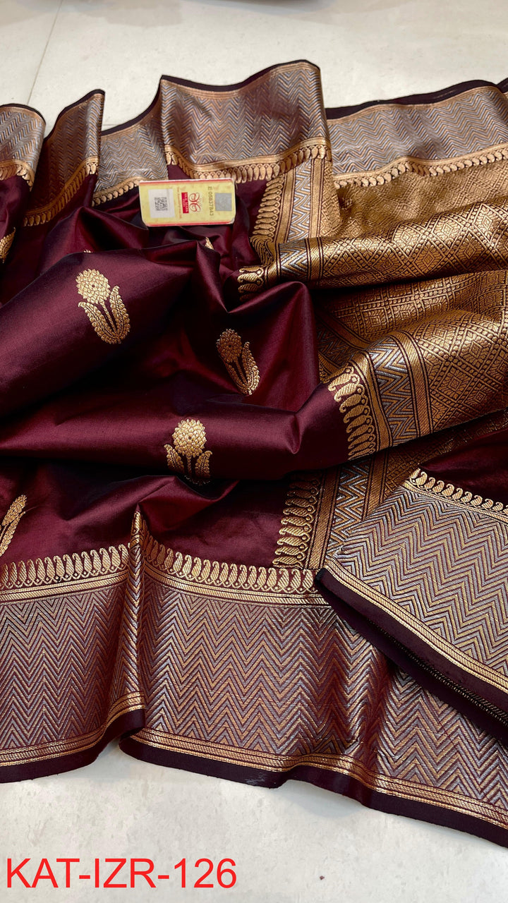 Pure Katan silk Saree with Antique Zari Work Saree.