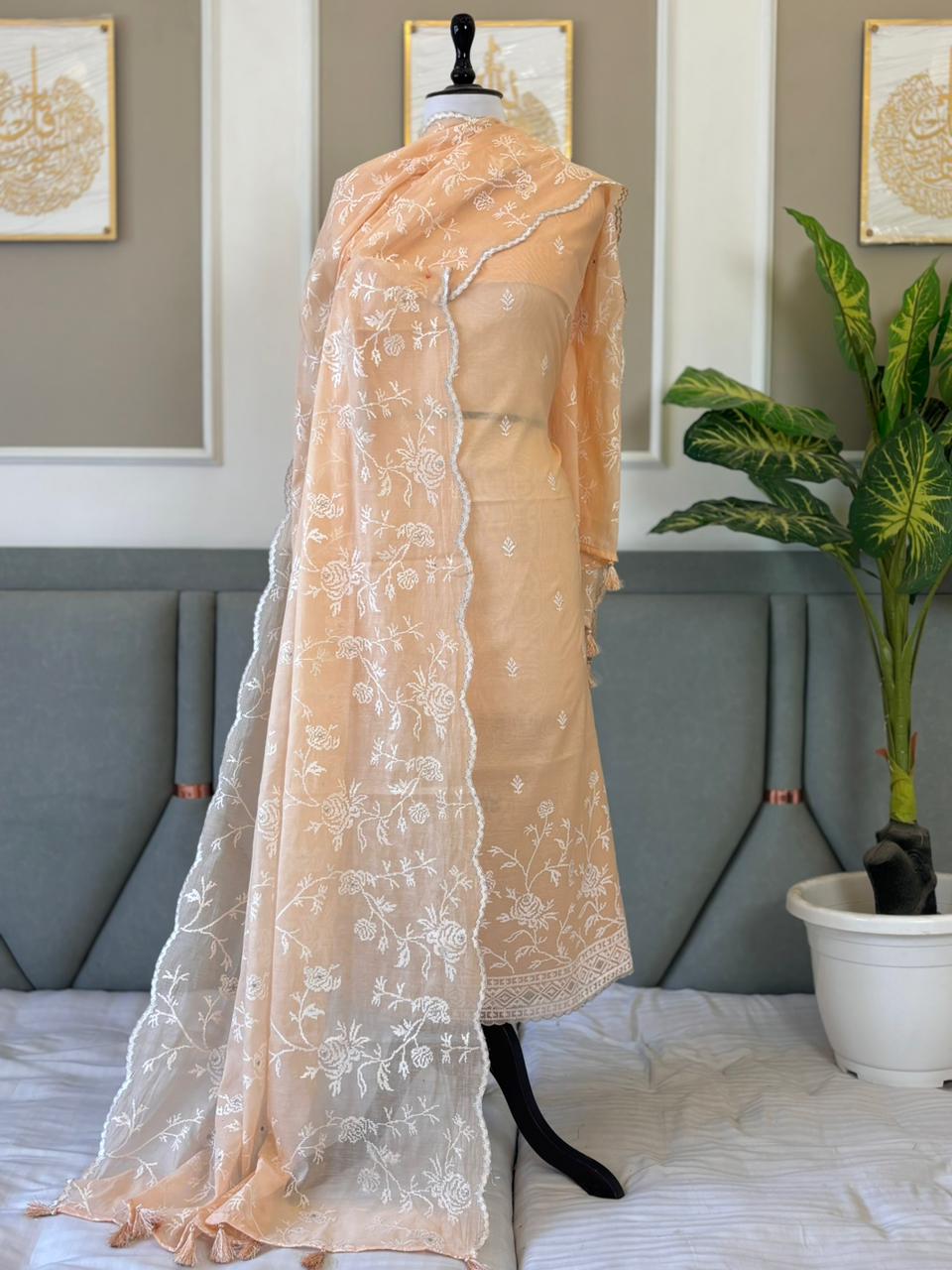 Pure Banarasi Mul Cotton Silk Embroidery Unstitched suit