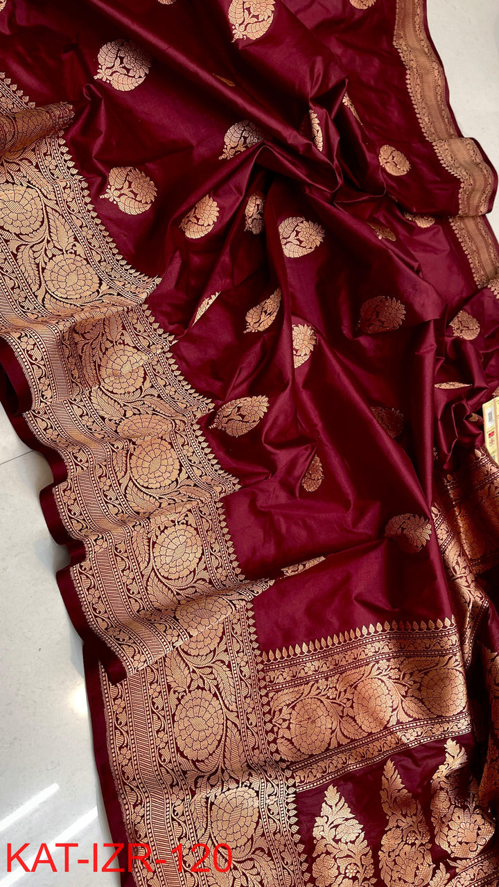 Pure Katan silk Saree with Antique Zari Work Saree.