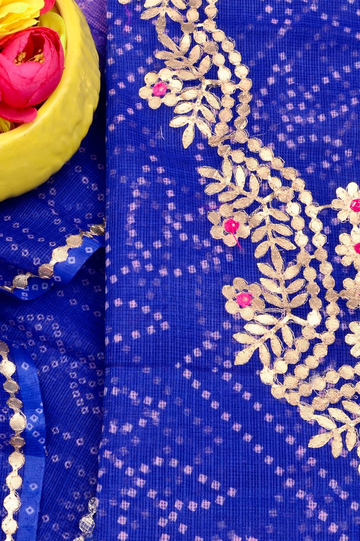 Kota Doriya Bandej Gotta Patti Work Unstitched Suit