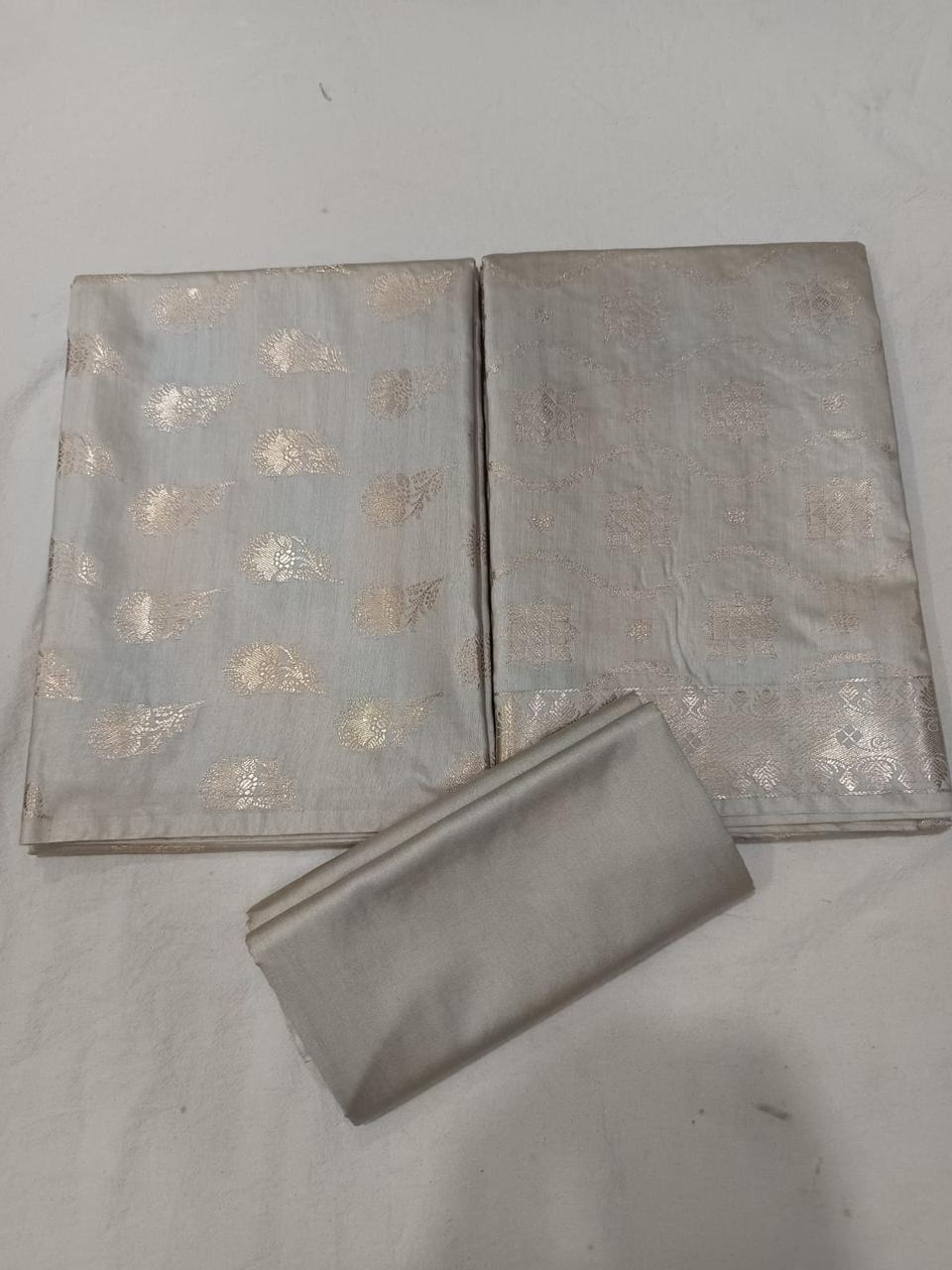 Banarasi  Resham Silk Cotton Zari  Work Unstitched Suit