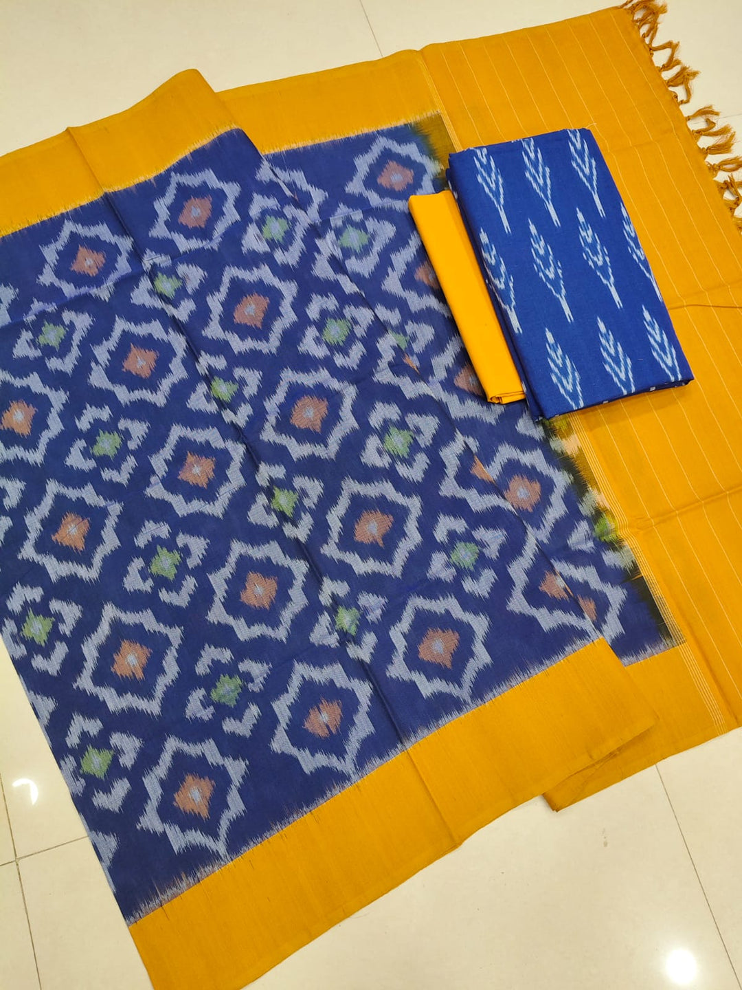 Pure Double Ikkat Cotton Unstitched Suit.