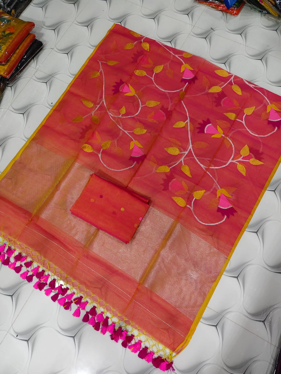 Pure Muslin Jamdani Work 2 pc Unstitched Suit