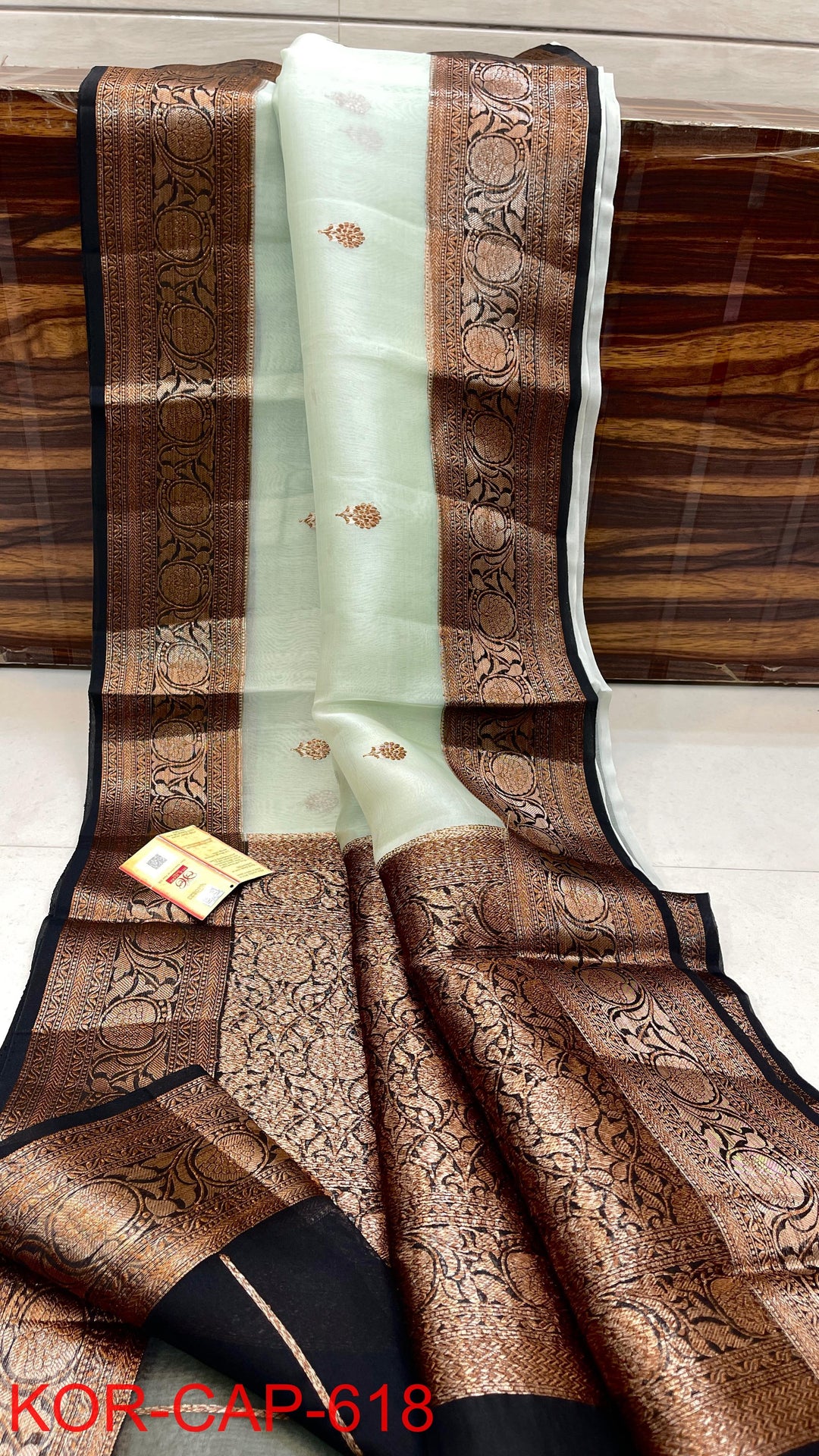 Pure Kora Organza Silk Handloom Zari Work Saree.