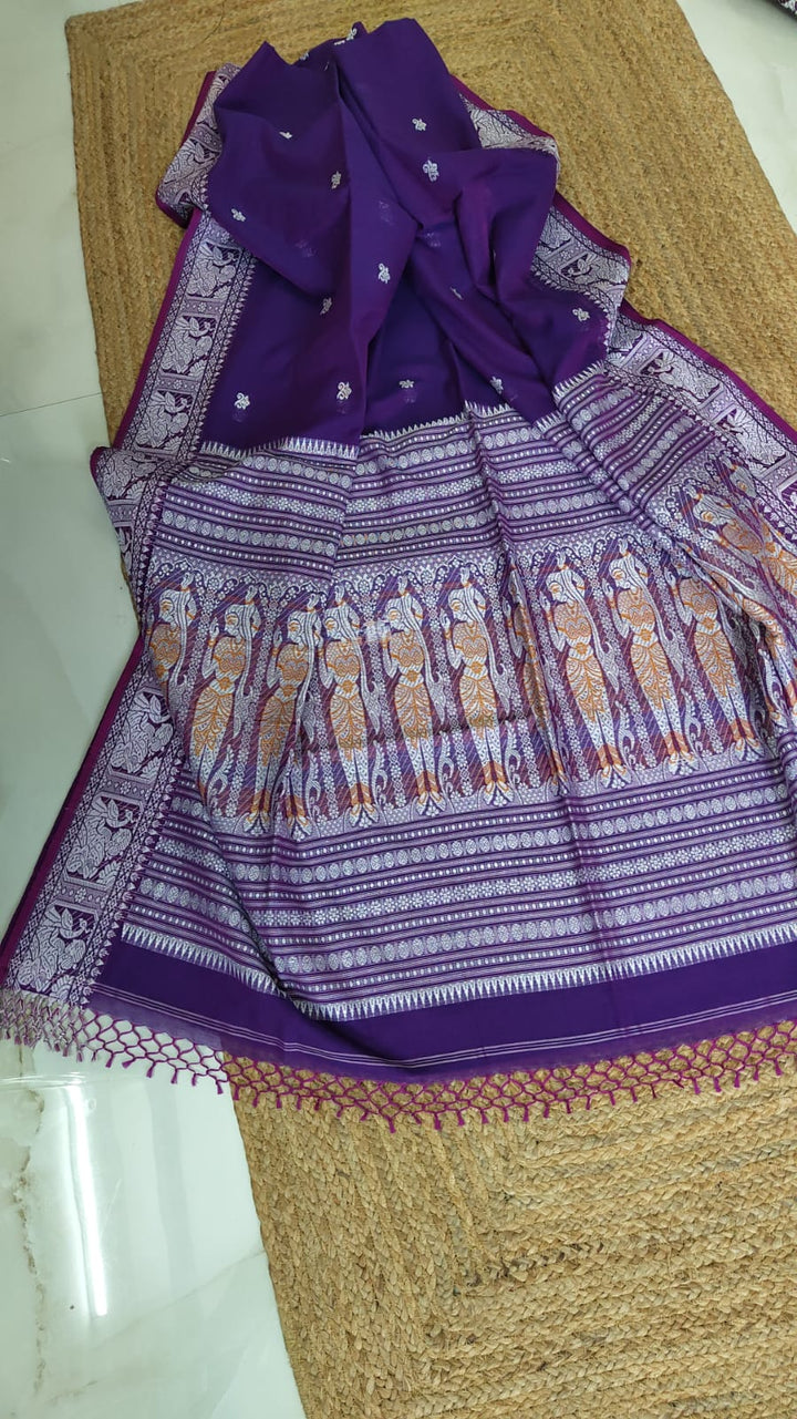 Pure Cotton Baluchuri Saree With Blouse (100count).