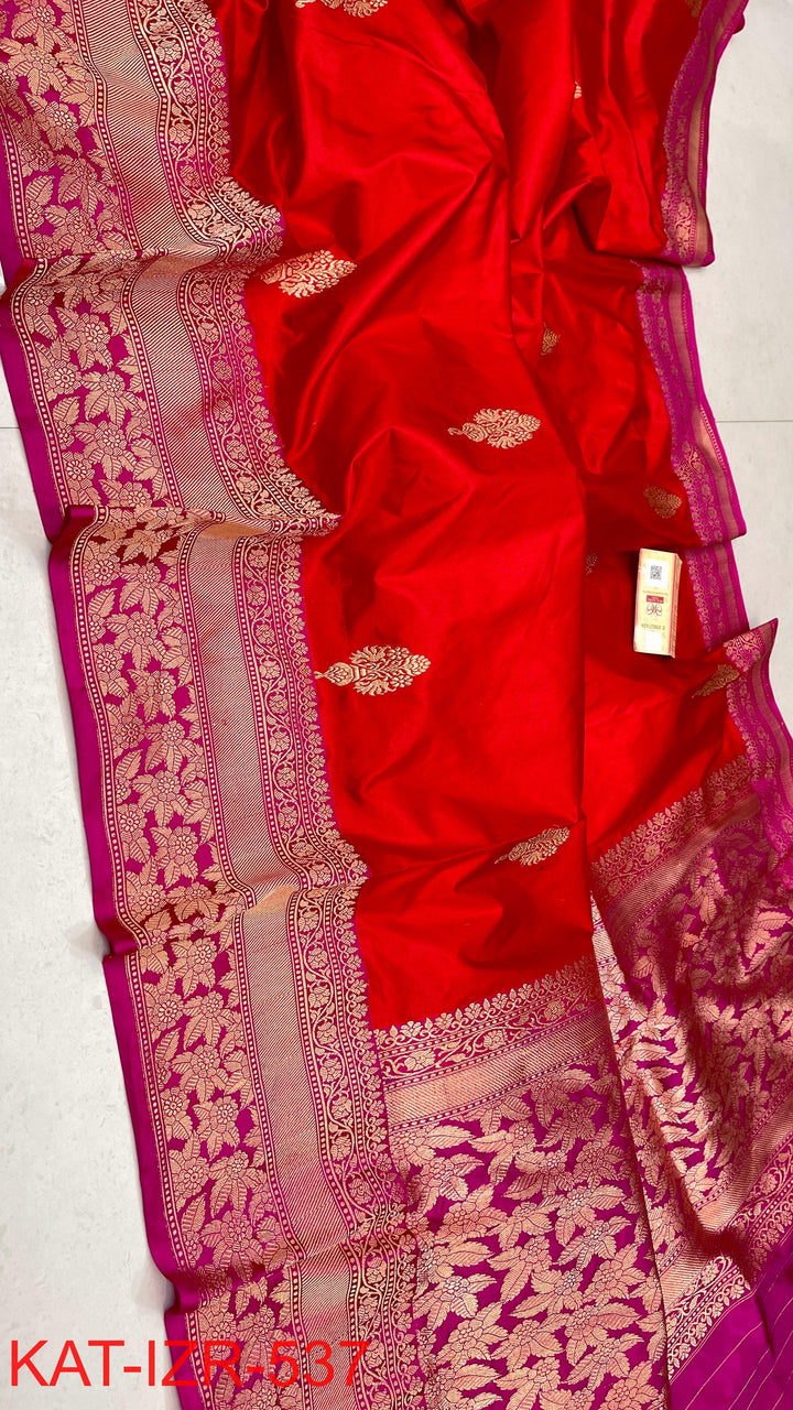 Pure Katan Silk Saree With Antique Zari Work Saree.