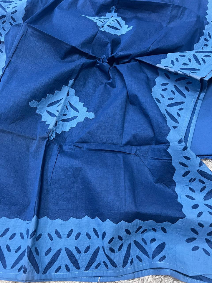 Pure Cotton Applique Work Unstitched Suit With Cotton Applique Work Dupatta.