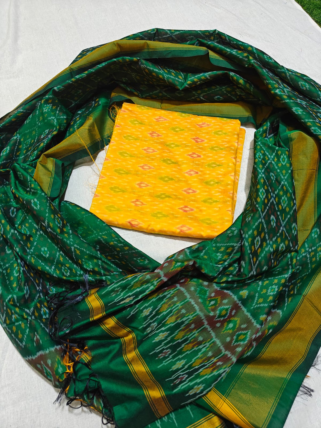 Pure Ikkat Sico Silk Unstitched Suit