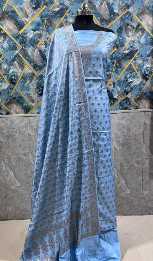 Banarasi  Resham Silk Cotton Zari  Work Unstitched Suit