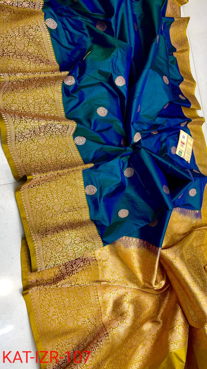 Pure Katan silk Saree with Antique Zari Work Saree.