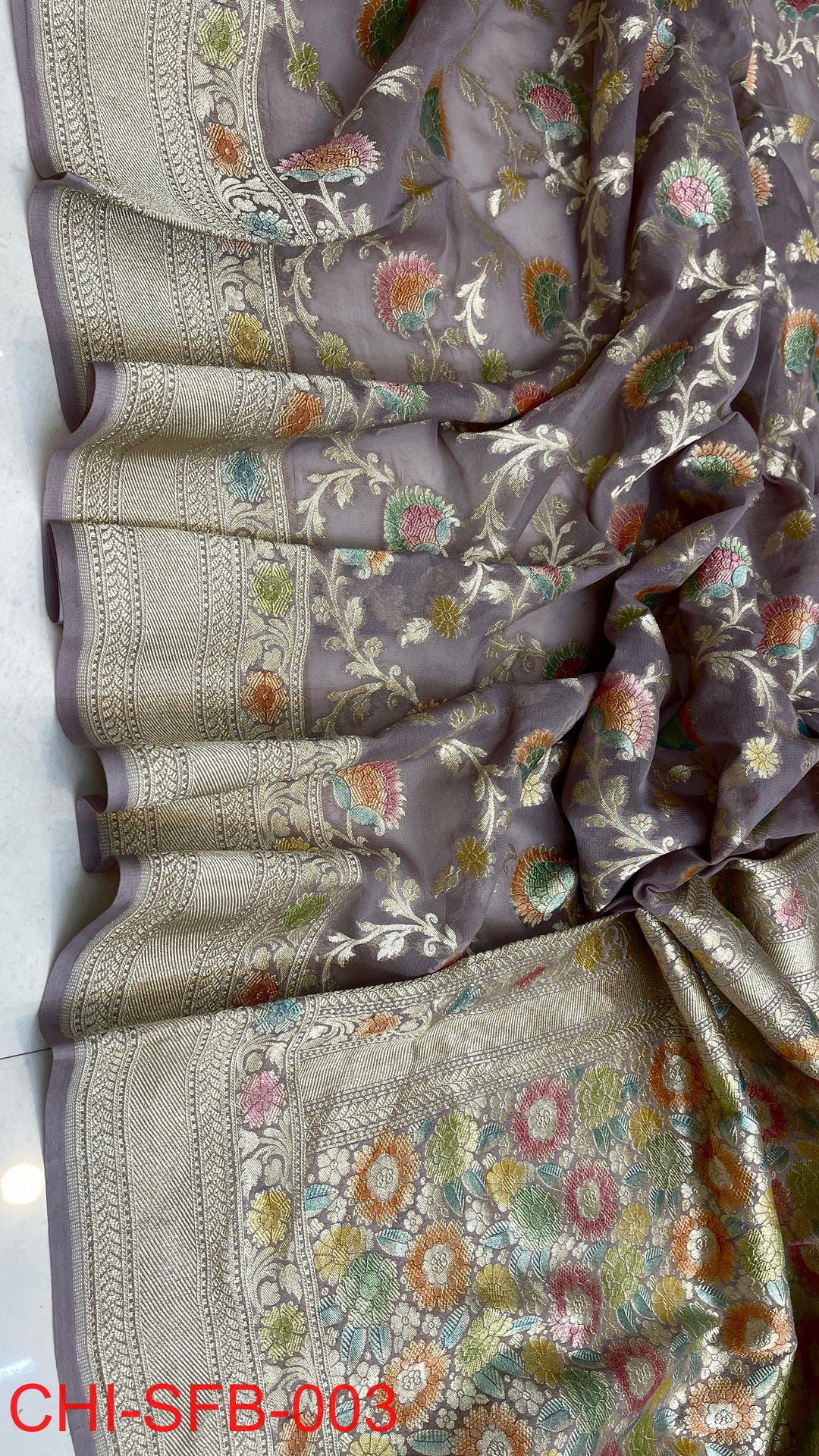 Pure Banarasi Handloom Khaddi Georgette Silk Water Zari Work Saree .| NEW EDITION |