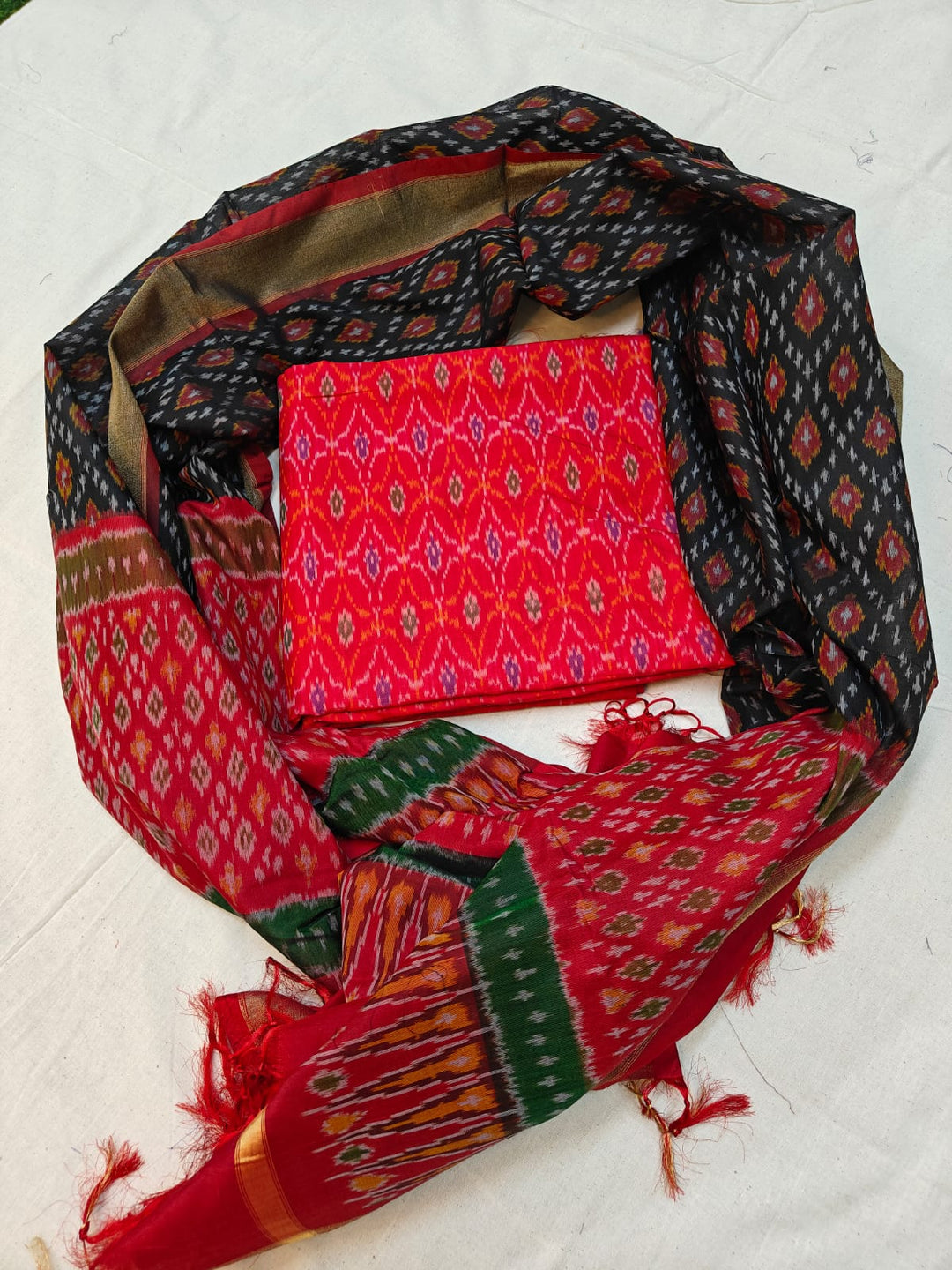 Pure Ikkat Sico Silk Unstitched Suit