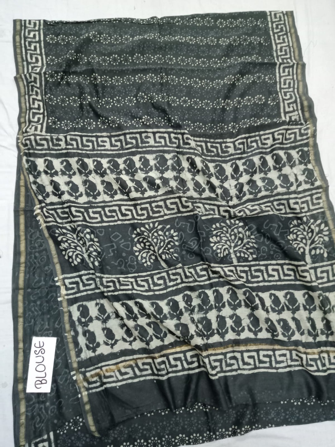 Pure Chanderi Silk Hand Block Print Saree.