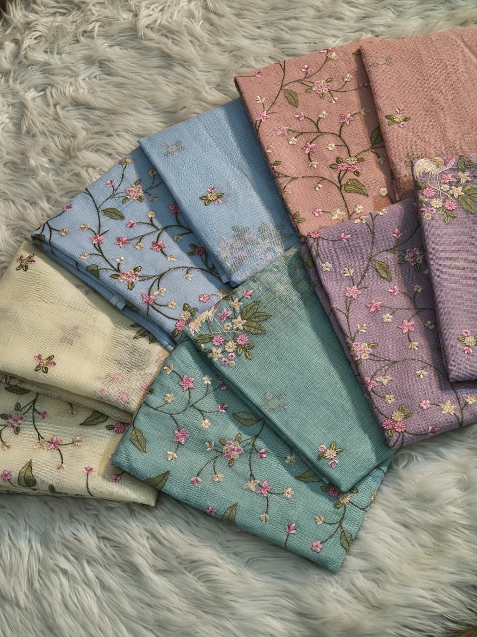 PURE BANARASI  COTTON KOTA SILK WITH MULTI EMBROIDERY WORK  UNSTITCHED SUIT