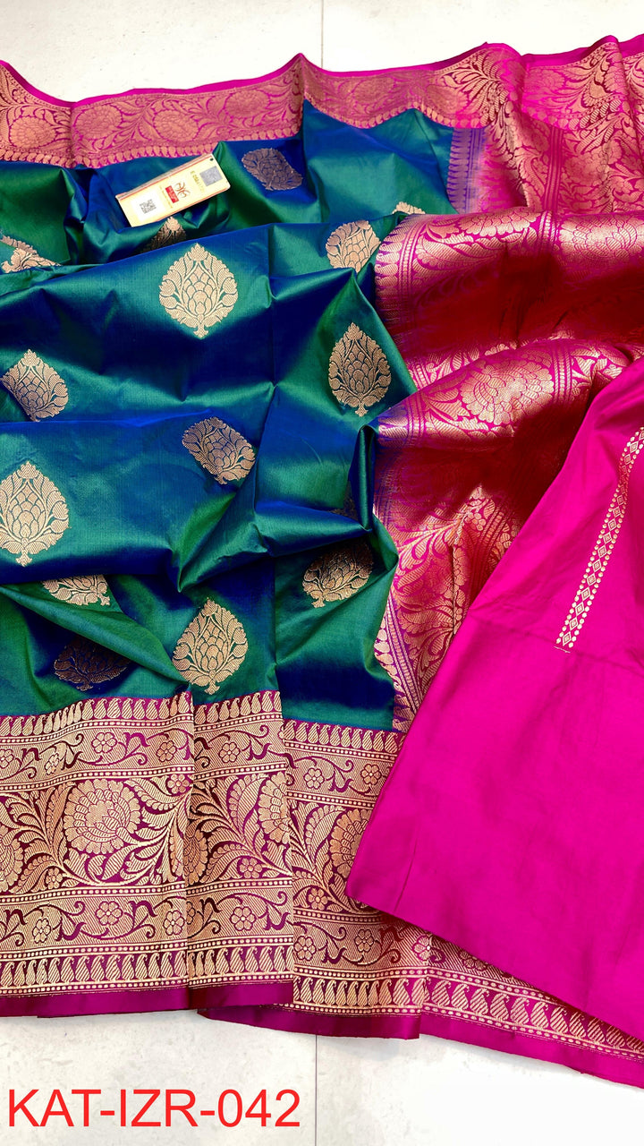 Pure Katan silk Saree with Antique Zari Work Saree.
