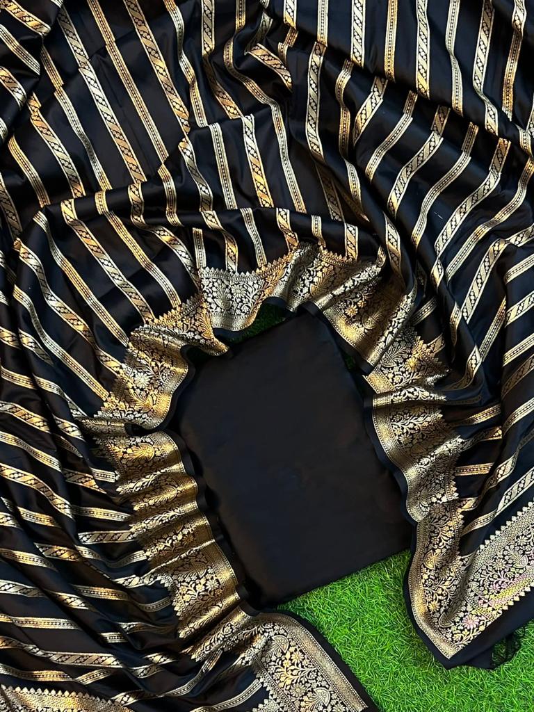 Exclusive Banarasi Soft Silk 3 pc Unstitched Suit .