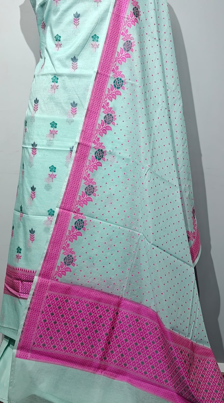 Pure Banarasi Chanderi Jamdani Work Unstitched Suit
