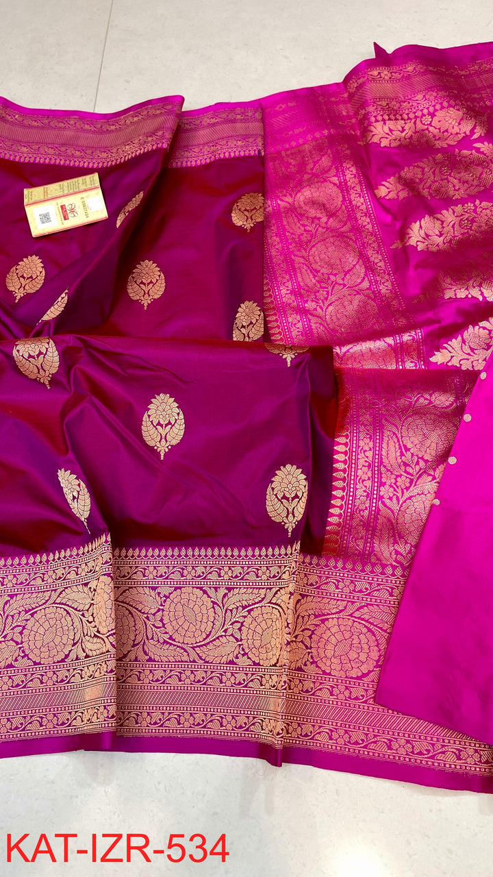 Pure Katan Silk Saree With Antique Zari Work Saree.