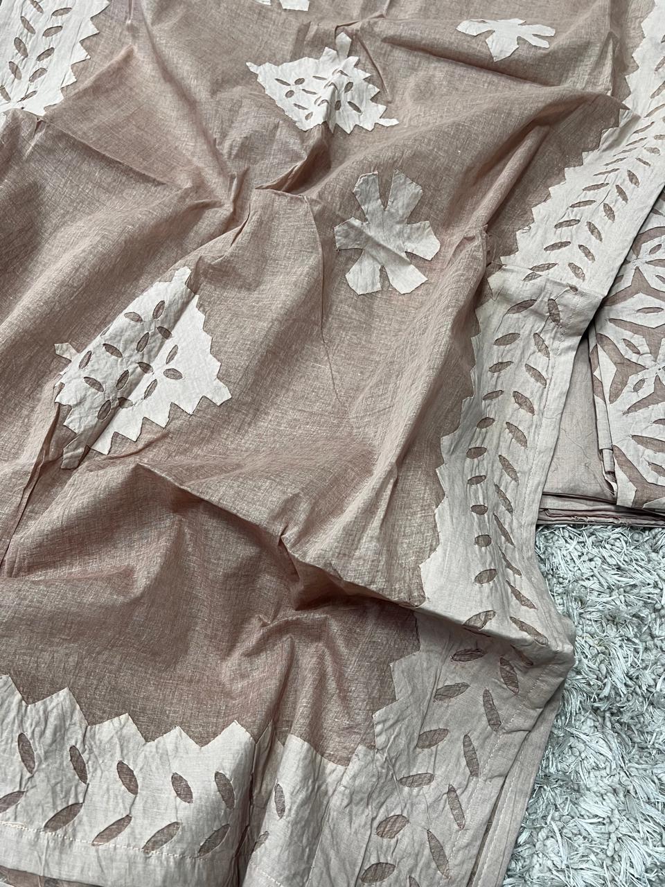 Pure Cotton Applique Work Unstitched Suit With Cotton Applique Work Dupatta.