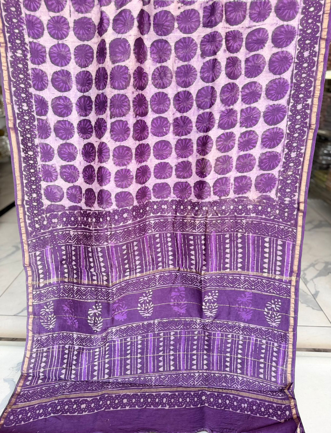 Hand Block Print Pure Chanderi Saree With Blouse