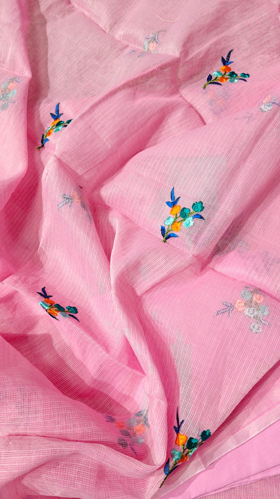 Pure Kota Doriya Embroidery Work Unstitched Suits With Kota Doriya Dupatta