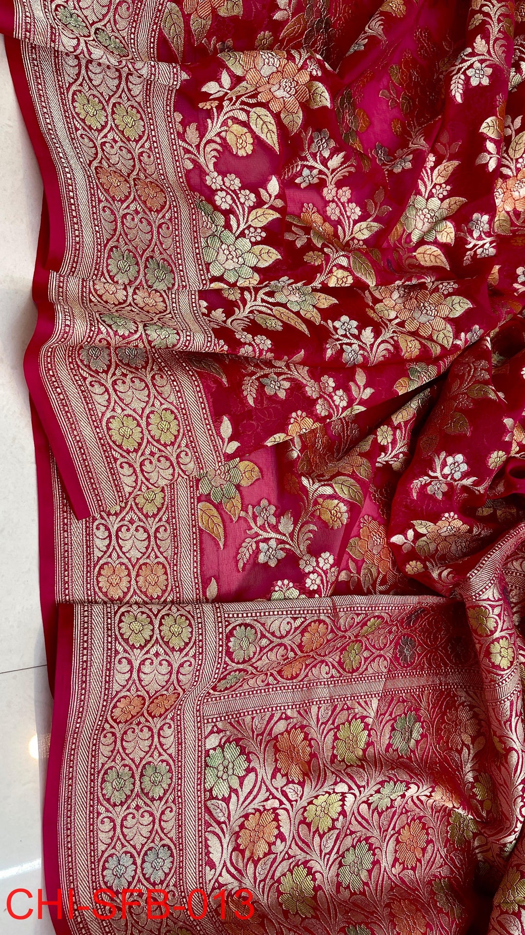 Pure Banarasi Handloom Khaddi Georgette Silk Water Zari Work Saree .| NEW EDITION |