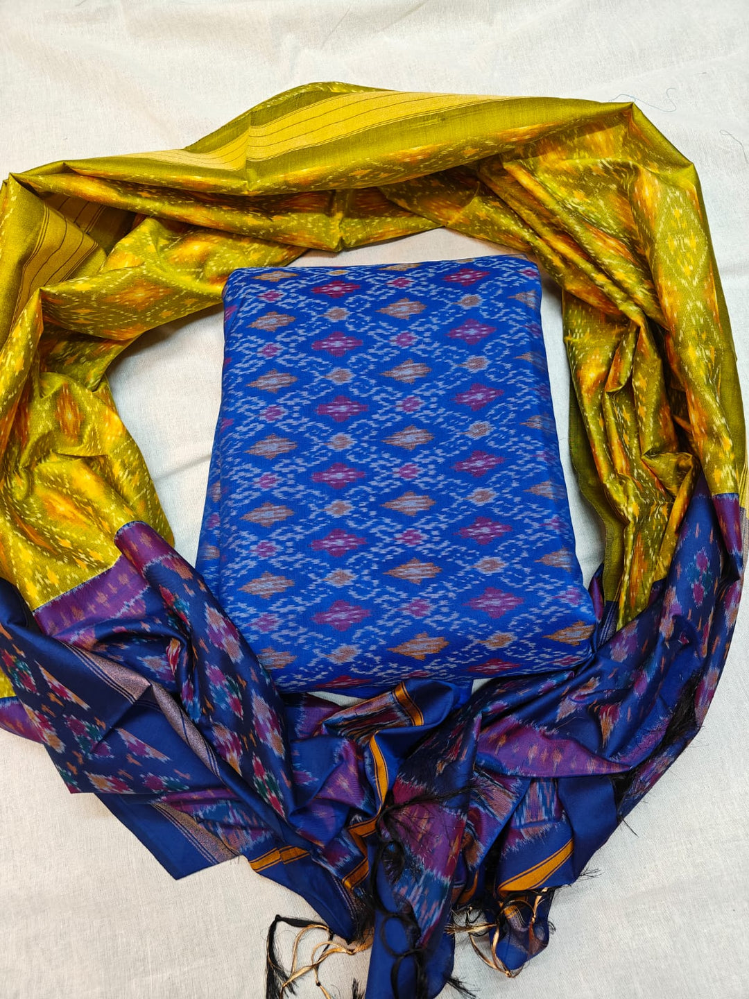 Pure Ikkat Sico Silk Unstitched Suit